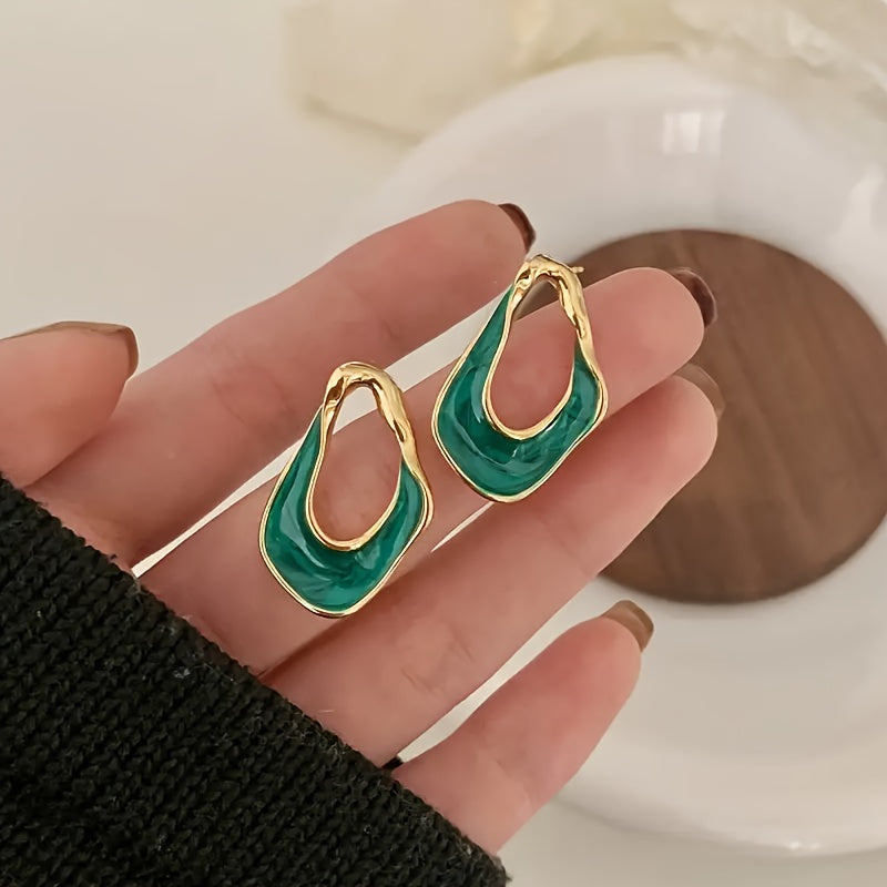 1 pair of  and elegant stud earrings for ladies - zinc alloy, irregular teardrop shape, suitable for all seasons; fashionable design