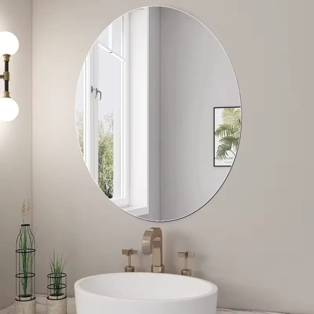Espelho Oval Acrílico Inquebrável – 16,5x10,6in, Sem Moldura, Leve e Decorativo