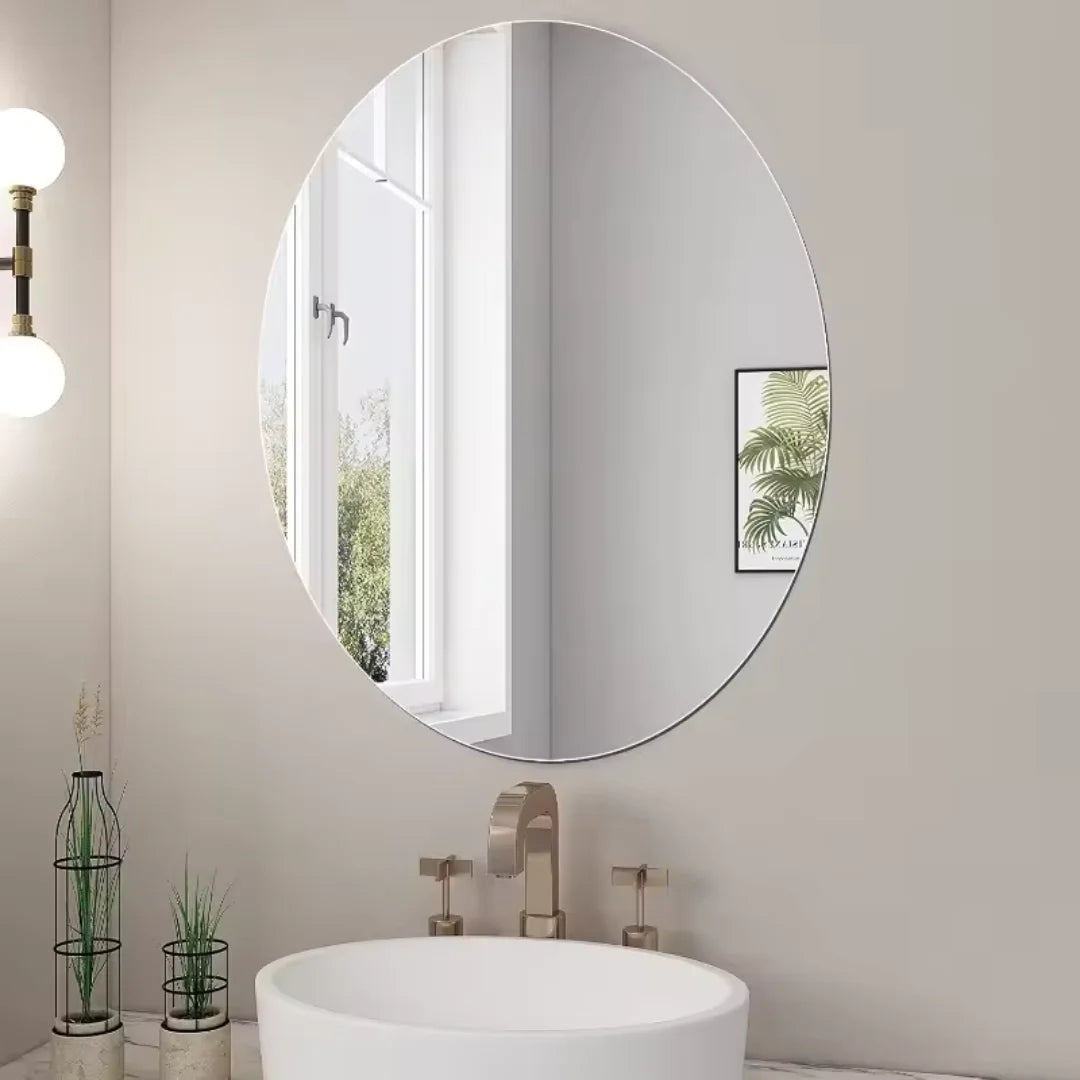 Espelho Oval Acrílico Inquebrável – 16,5x10,6in, Sem Moldura, Leve e Decorativo
