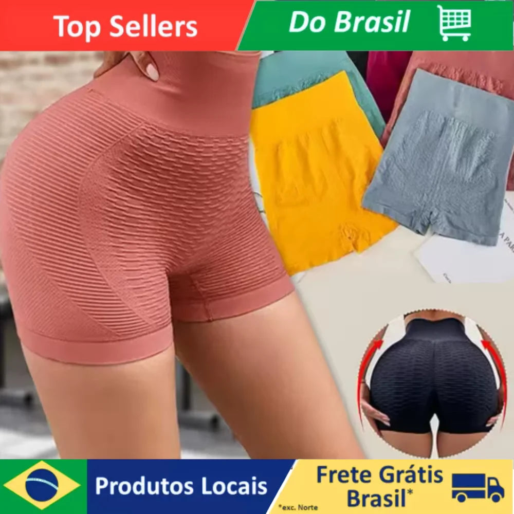 Short Modelador Feminino Cintura Alta – Redutor de Barriga e Cintura, Tecido Fitnessc