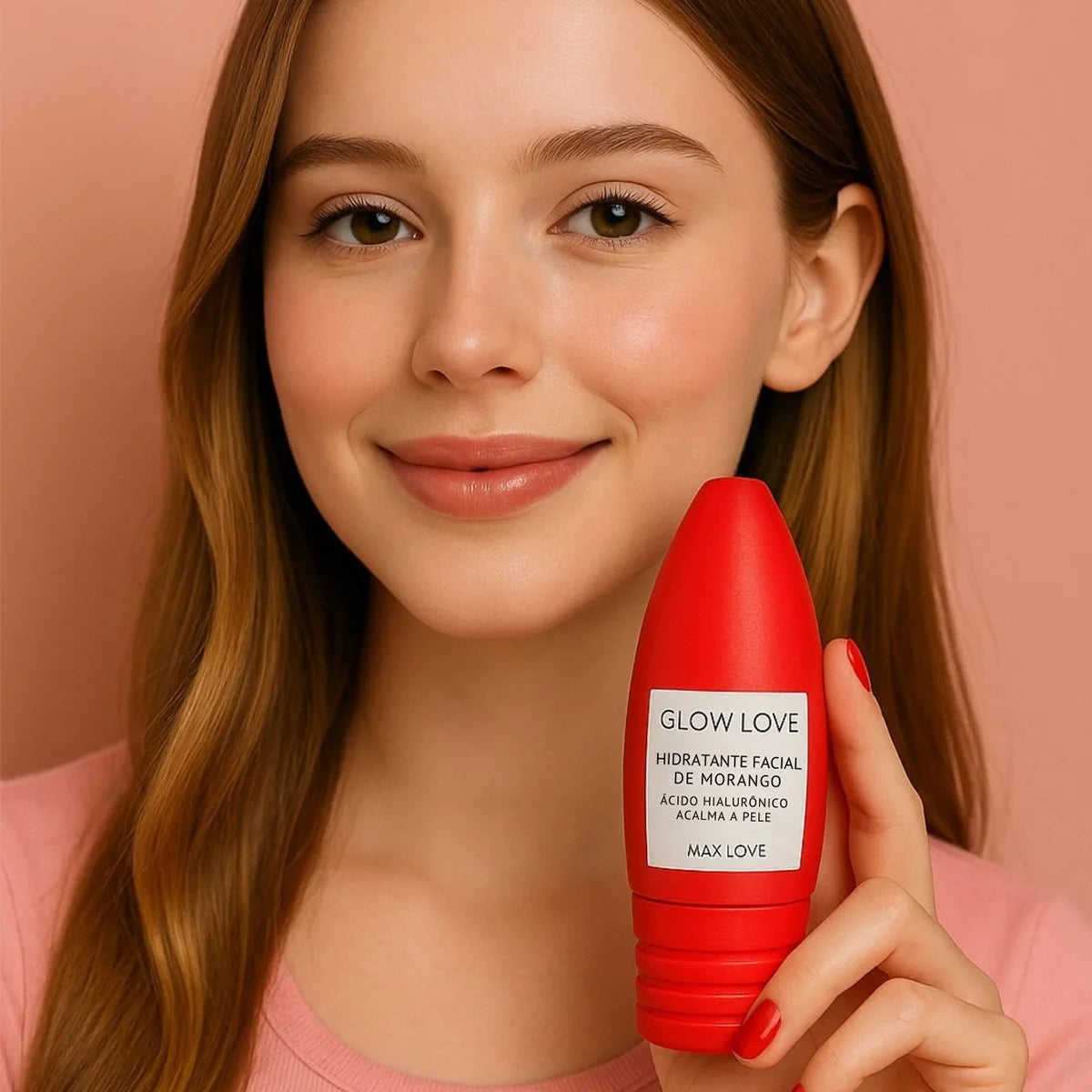 Hidratante Facial Glow Love 60g – Max Love (Morango, Ácido Hialurônico e Vitamina E)