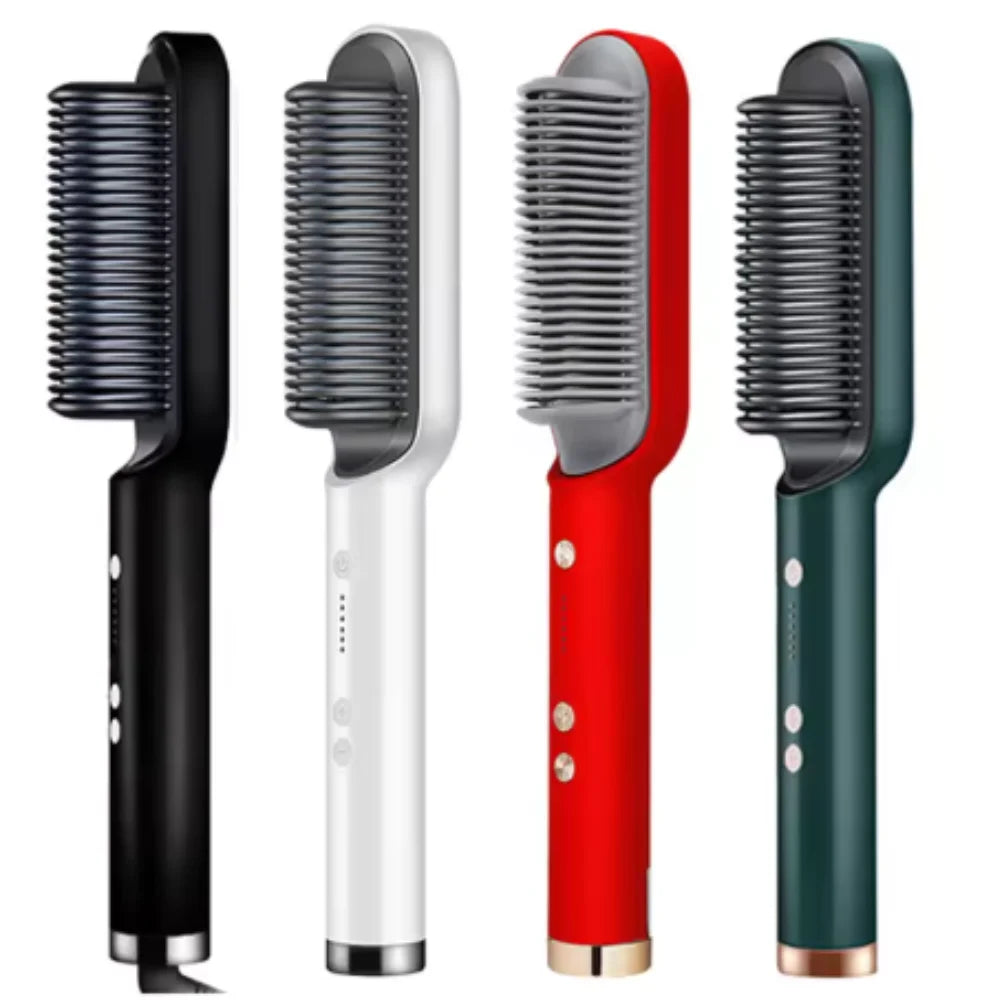 Escova de Cabelo Elétrica 3 em 1 – Pente de Aquecimento para Alisar, Bivolt 120-220V