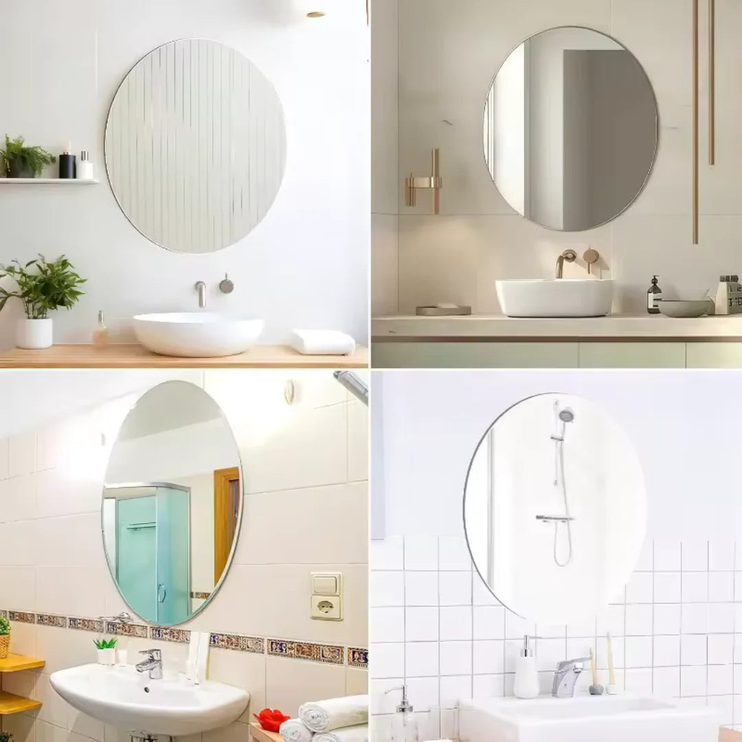 Espelho Oval Acrílico Inquebrável – 16,5x10,6in, Sem Moldura, Leve e Decorativo
