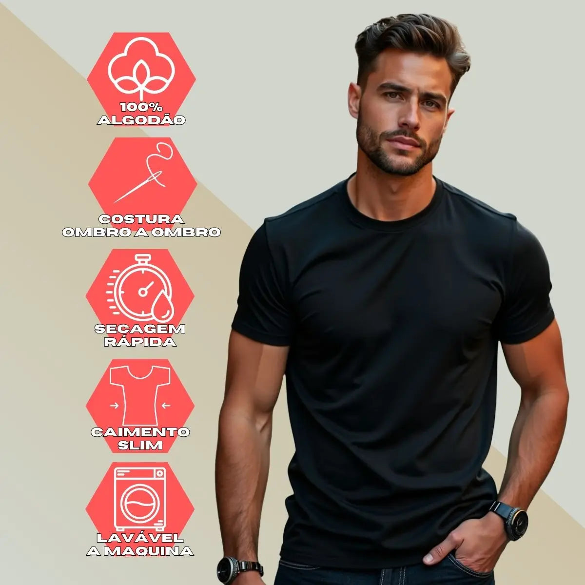 Camiseta Masculina Lisa GuGi – Básica, 100% Algodão, Conforto Máximo