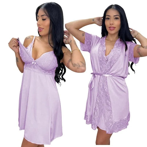 Robe Kit Robe Bathrobe and Sweater Breastfeeding Smooth Post Part With Lace Maternity Dressing Dress For Breastfeeding Mothers