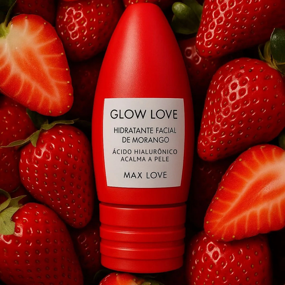 Hidratante Facial Glow Love 60g – Max Love (Morango, Ácido Hialurônico e Vitamina E)