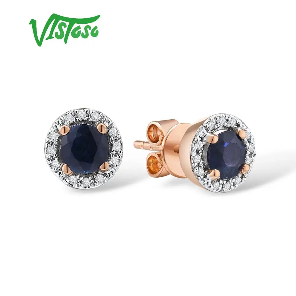 Brincos Femininos Vistoso – Ouro 14K 585, Pedras Preciosas Azul, Rubi e Safira 4mm