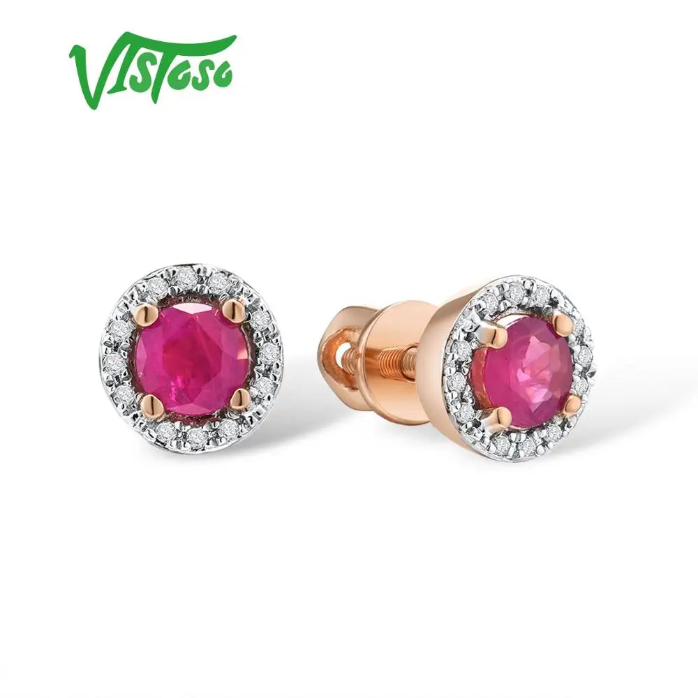 Brincos Femininos Vistoso – Ouro 14K 585, Pedras Preciosas Azul, Rubi e Safira 4mm
