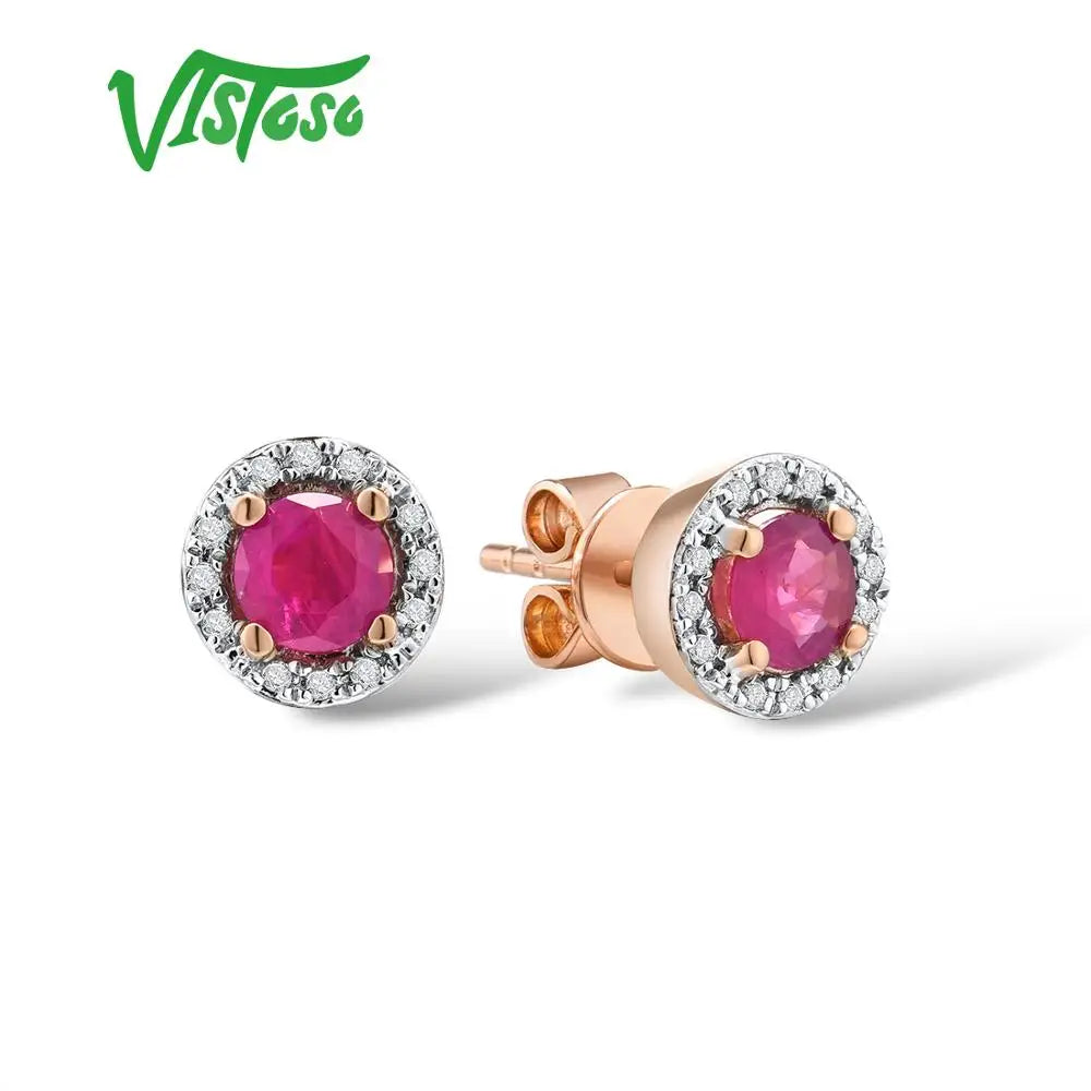 Brincos Femininos Vistoso – Ouro 14K 585, Pedras Preciosas Azul, Rubi e Safira 4mm