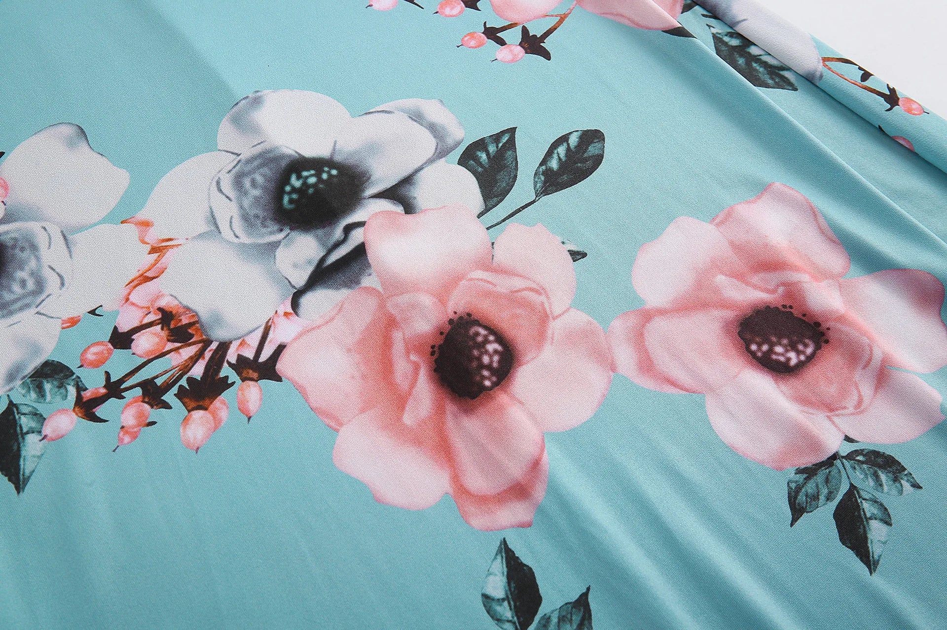 Vestido Longo Floral Feminino 2025 – Gola Alta, Amarração na Cintura e Estilo Casual Elegante