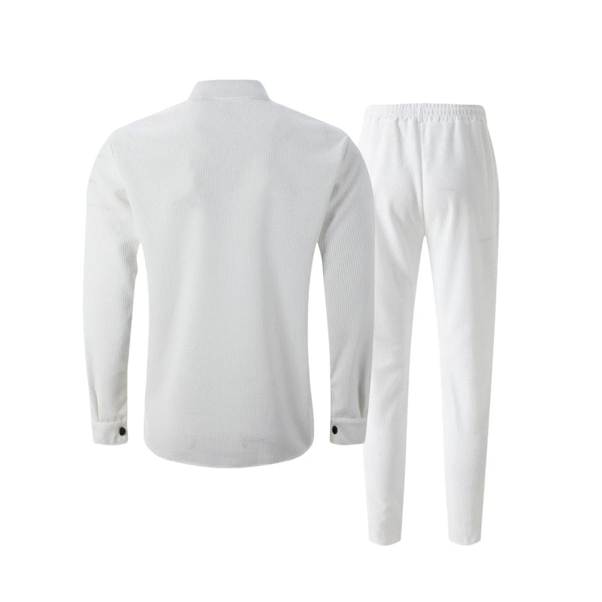 Conjunto Masculino Outono 2025 – Camisa Manga Longa com Bolso e Cardigan + Calça Casual