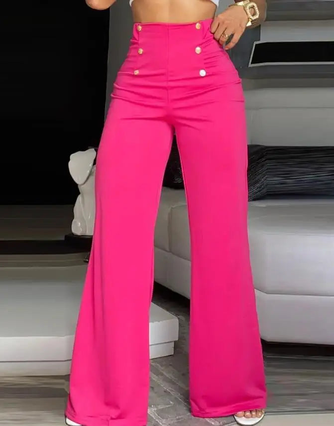 Calça Feminina Pantalona 2025 – Cintura Alta, Boca Larga e Estilo Europeu