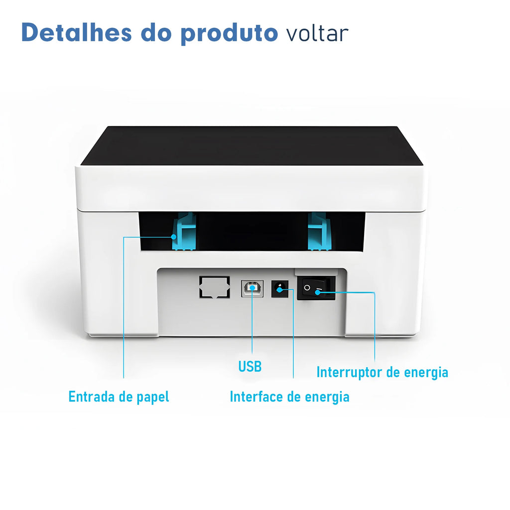 Impressora Eletrônica de Etiquetas – Adesiva, Suporte Bluetooth e WiFi, Impressão Rápida, Térmica