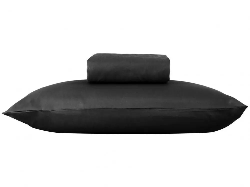 Jogo de Cama Solteiro – Poliéster Marcellin 400 Fios, Preto, 2 Peças