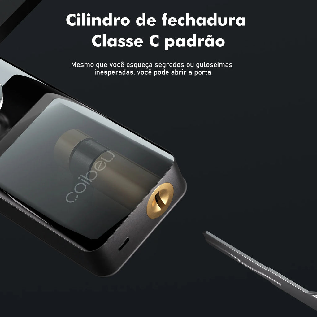 Fechadura Inteligente – Impressão Digital e Senha, Compatível com Tuya, Desbloqueio Rápido ≤1s, Eletrônica Coibeu