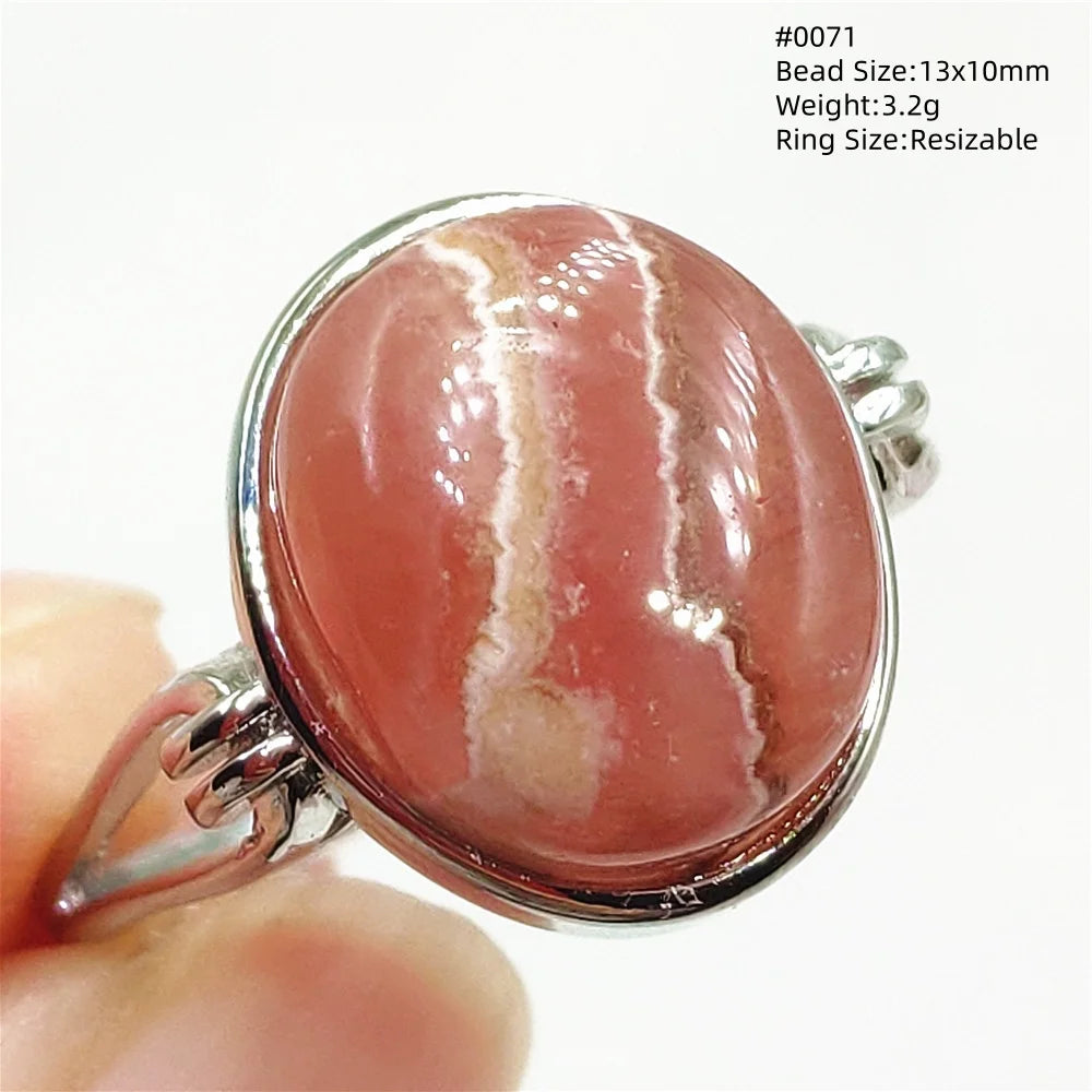 Anel Ajustável Rhodochrosita – Pedra Natural Rosa para Amor e Cura, Joia Feminina e Masculina