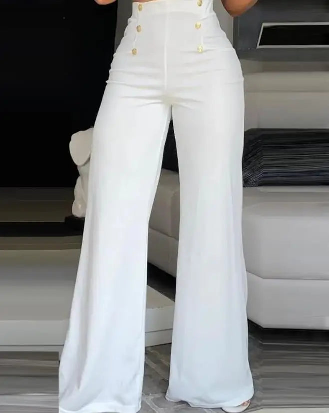 Calça Feminina Pantalona 2025 – Cintura Alta, Boca Larga e Estilo Europeu