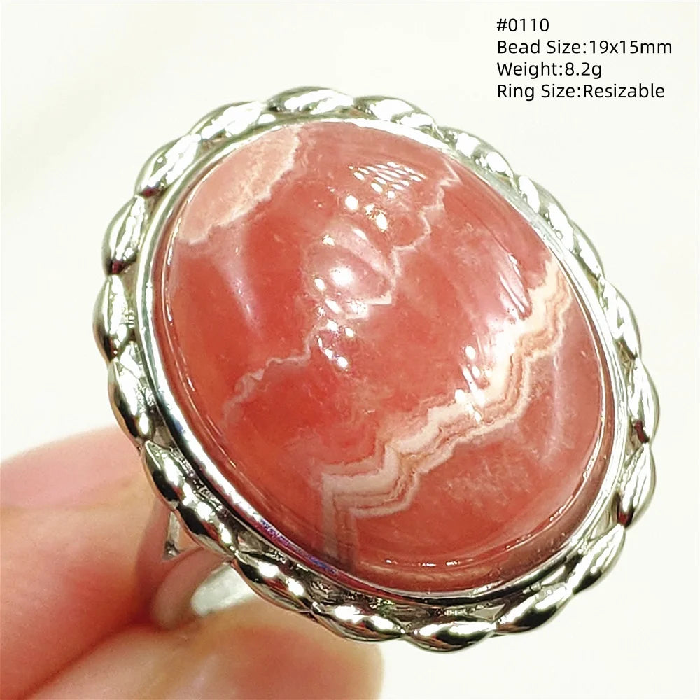 Anel Ajustável Rhodochrosita – Pedra Natural Rosa para Amor e Cura, Joia Feminina e Masculina