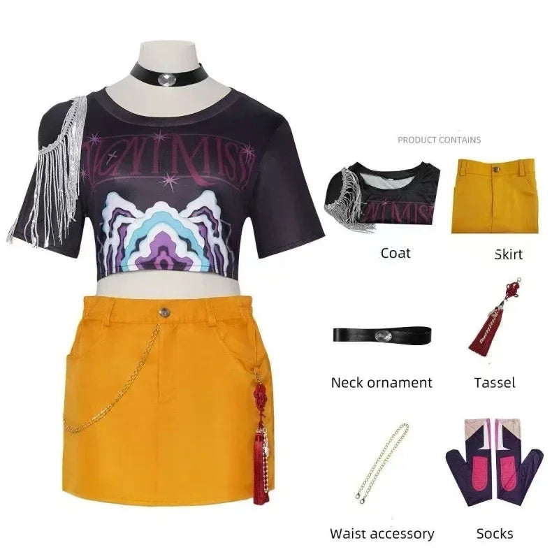 Halloween demônios rumi zoey mira cosplay enfants enfant traje huntrix grupo idole roleplay tenues halloween carnaval traje