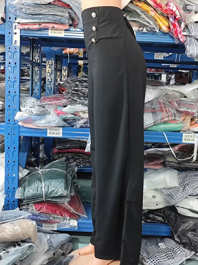 Calça Feminina Pantalona 2025 – Cintura Alta, Boca Larga e Estilo Europeu