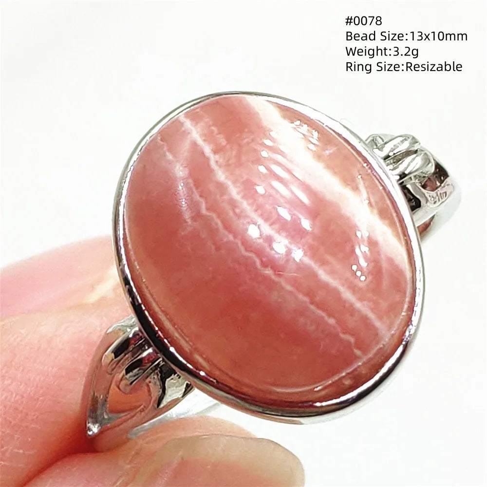 Anel Ajustável Rhodochrosita – Pedra Natural Rosa para Amor e Cura, Joia Feminina e Masculina