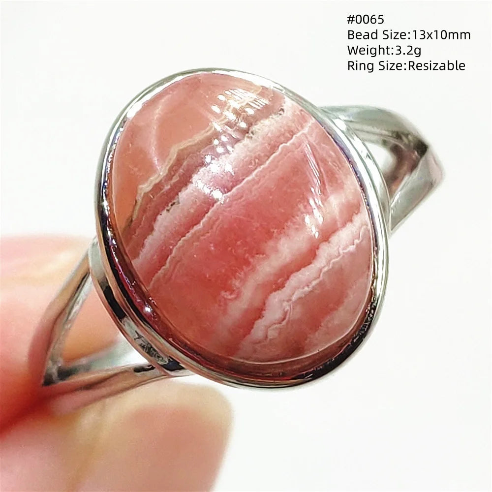 Anel Ajustável Rhodochrosita – Pedra Natural Rosa para Amor e Cura, Joia Feminina e Masculina