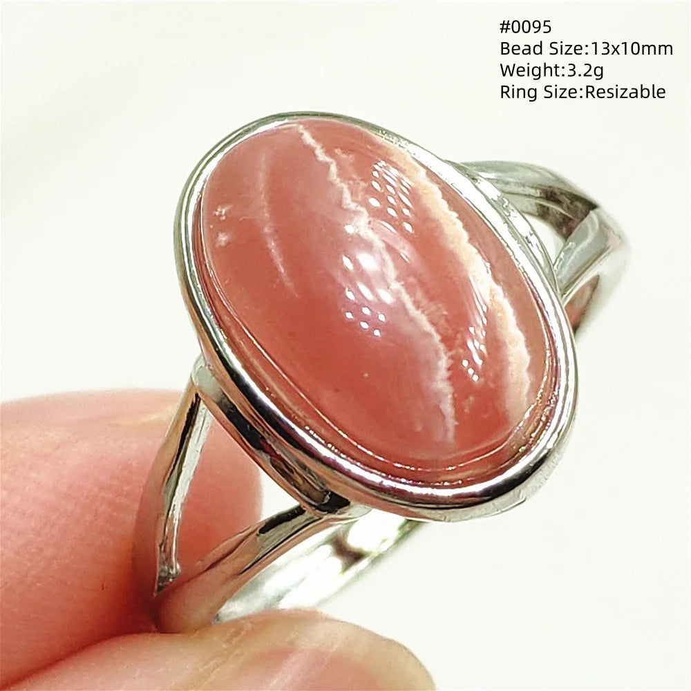 Anel Ajustável Rhodochrosita – Pedra Natural Rosa para Amor e Cura, Joia Feminina e Masculina
