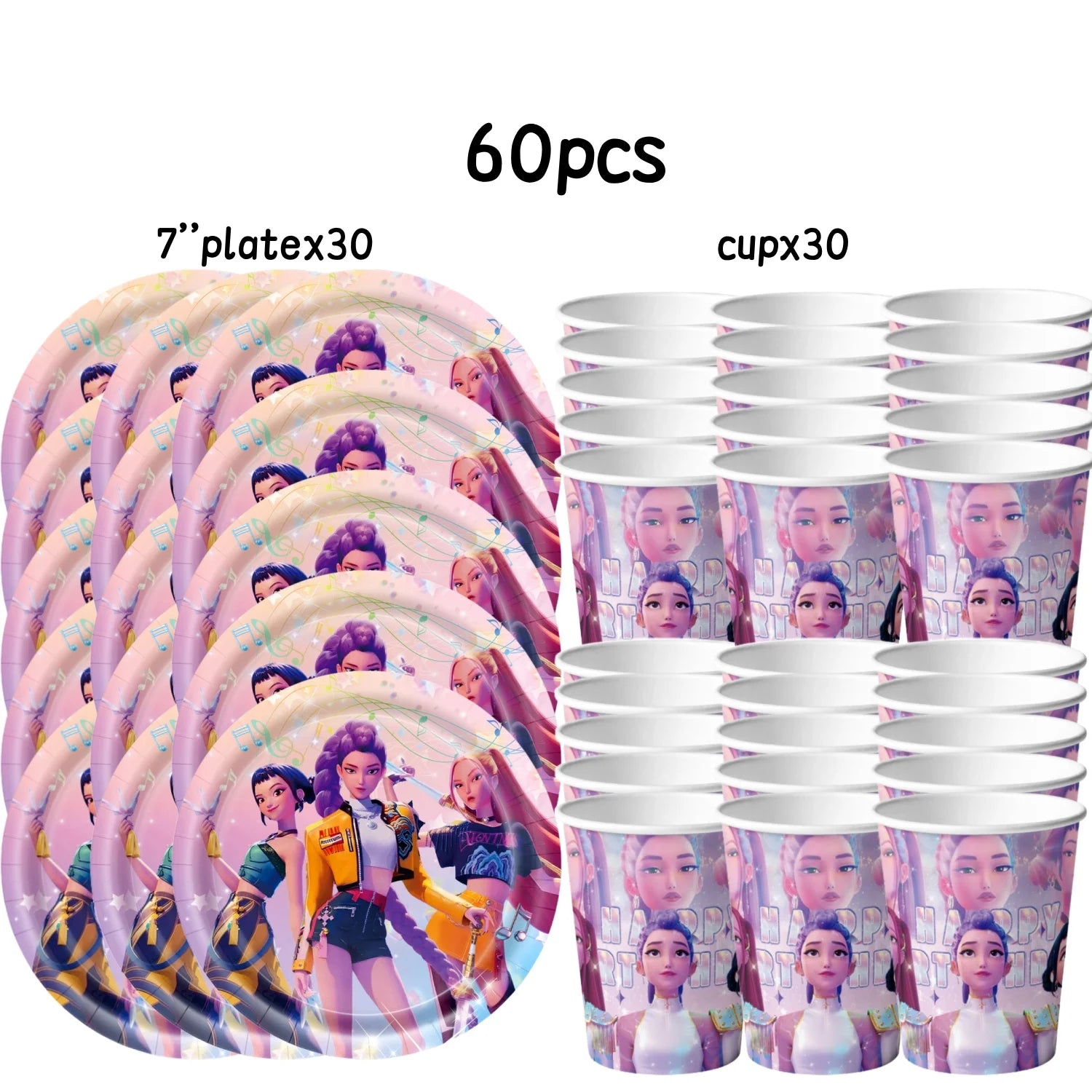 Caçador de demônios kpop decoração de festa k pop caçadores de demônios kit de pano de mesa de aniversário sacos de copo de prato caçadores de demônio kpop lembranças de festa