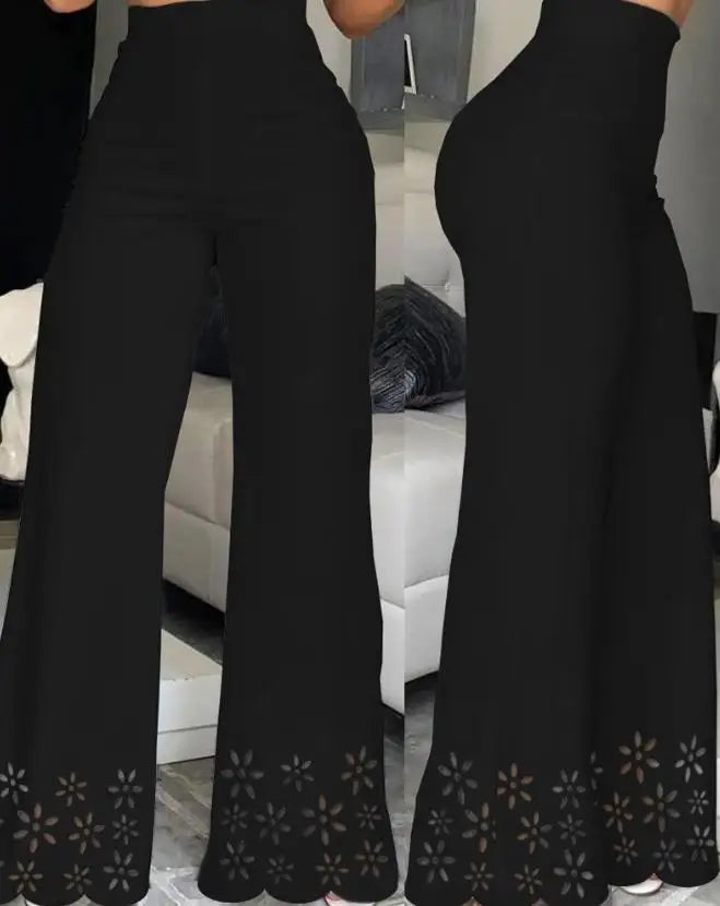 Calça Feminina Pantalona 2025 – Cintura Alta, Boca Larga e Estilo Europeu