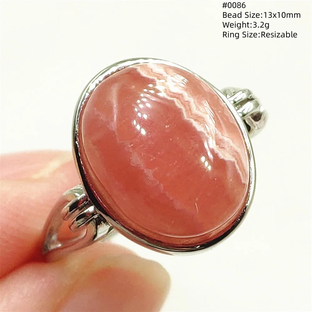 Anel Ajustável Rhodochrosita – Pedra Natural Rosa para Amor e Cura, Joia Feminina e Masculina