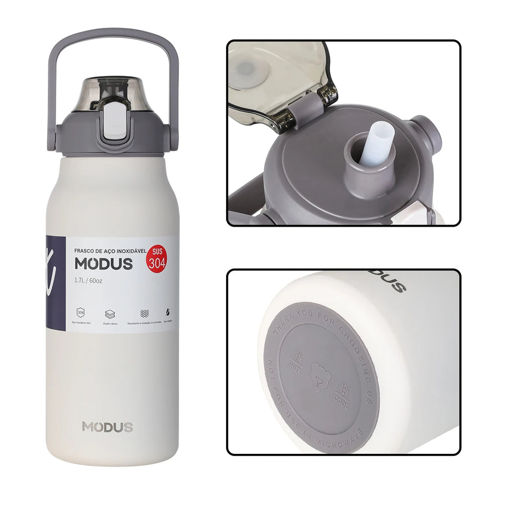 Garrafa Térmica Portátil – Aço Inoxidável com Canudo, Ideal para Viagem, Academia e Camping