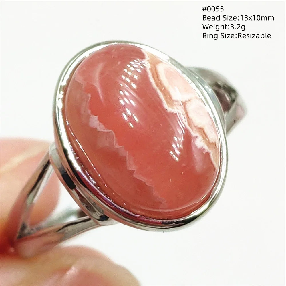 Anel Ajustável Rhodochrosita – Pedra Natural Rosa para Amor e Cura, Joia Feminina e Masculina