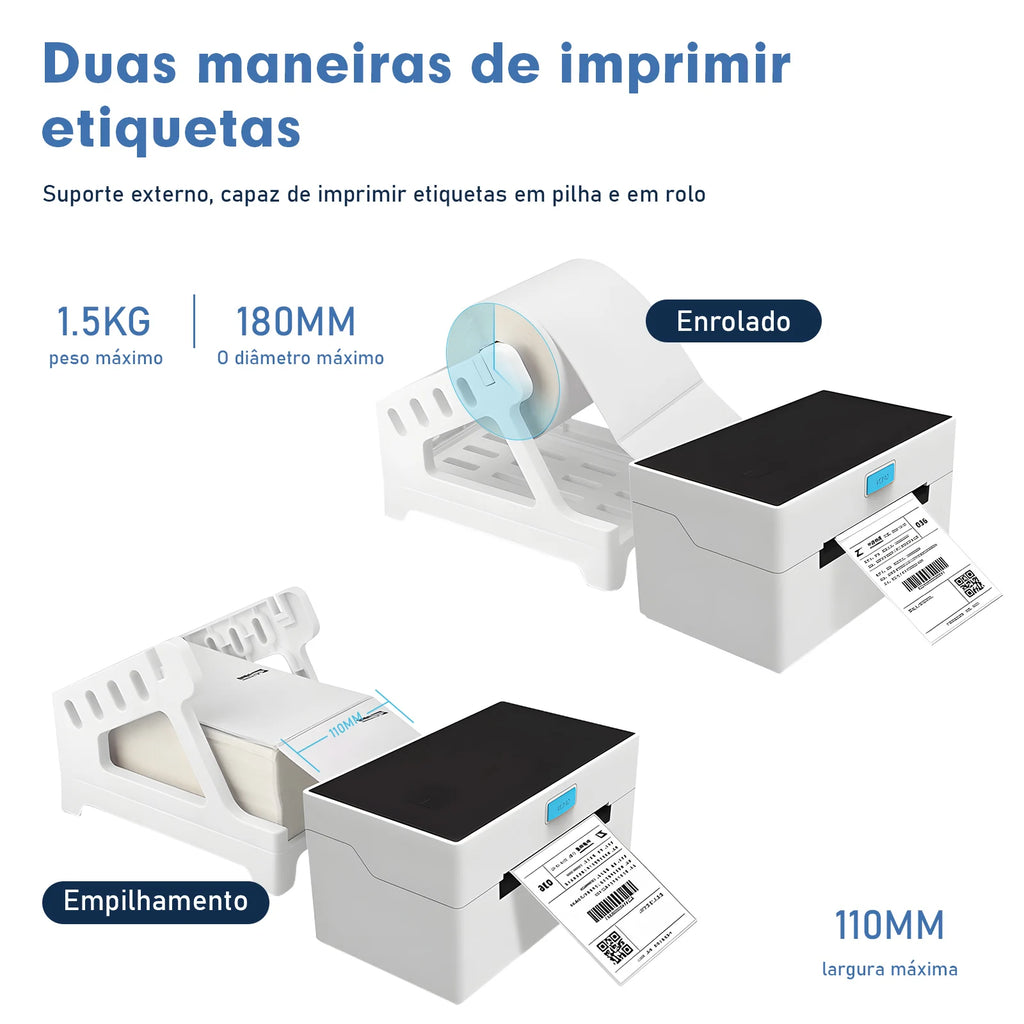 Impressora Eletrônica de Etiquetas – Adesiva, Suporte Bluetooth e WiFi, Impressão Rápida, Térmica