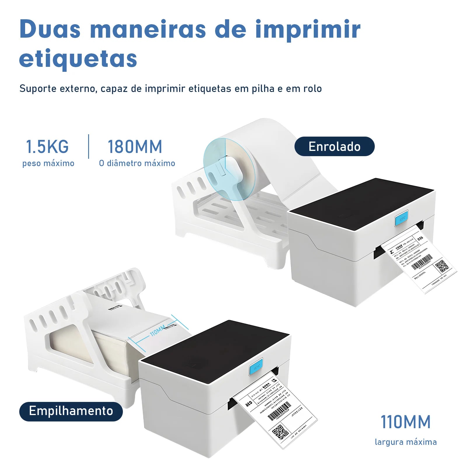 Impressora Eletrônica de Etiquetas – Adesiva, Suporte Bluetooth e WiFi, Impressão Rápida, Térmica
