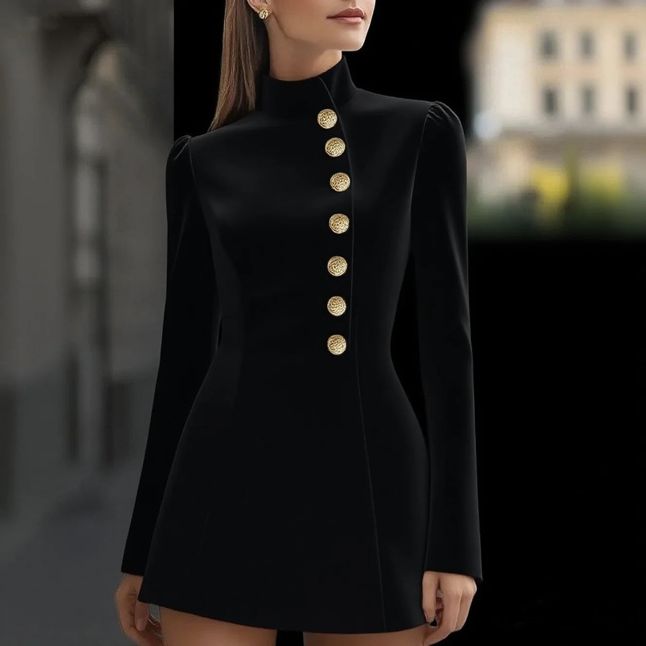 2025 New Women's Turtleneck Dress Suit Single-breasted High Waist Slim Long Sleeve Korean Style Office Pink Mini Skirt