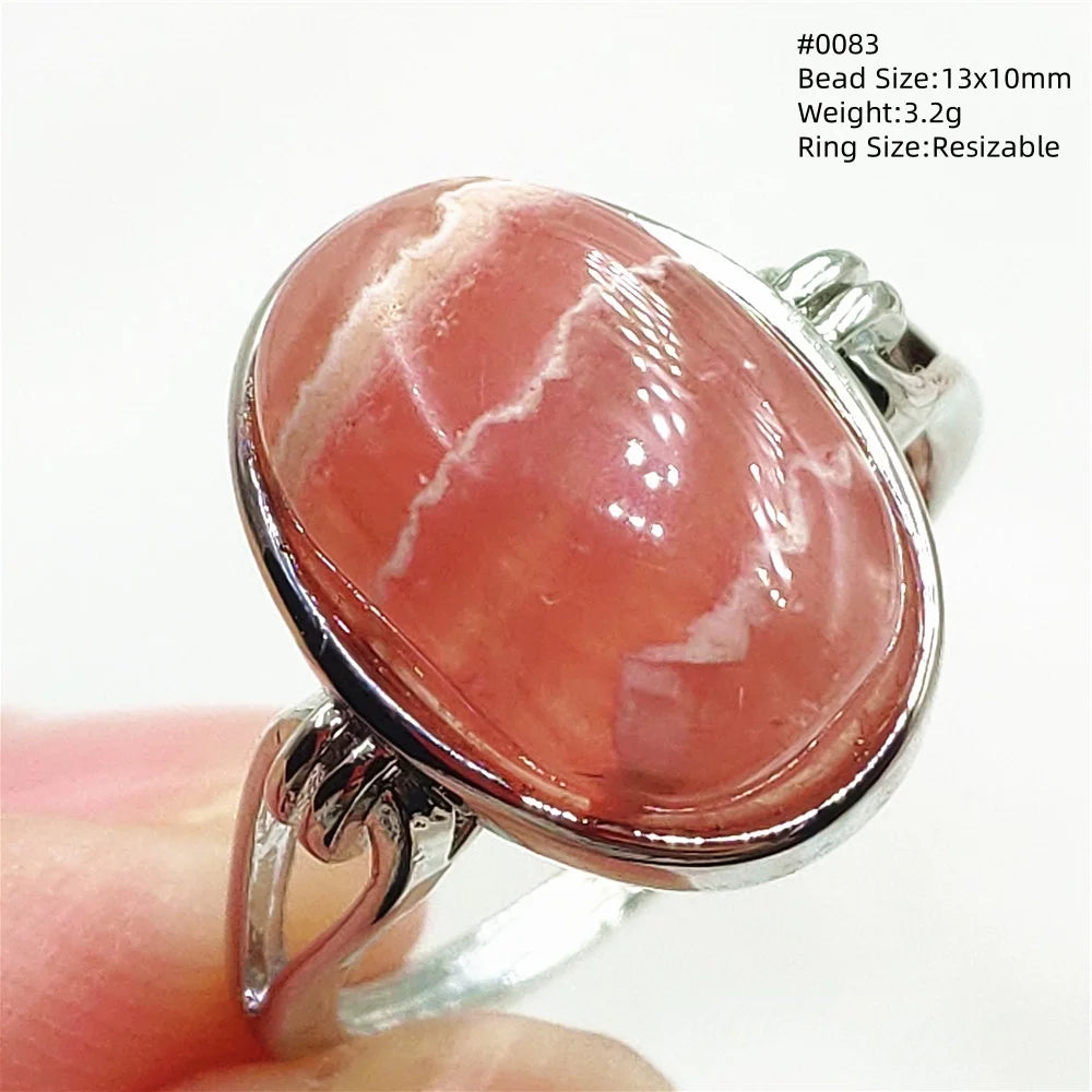 Anel Ajustável Rhodochrosita – Pedra Natural Rosa para Amor e Cura, Joia Feminina e Masculina