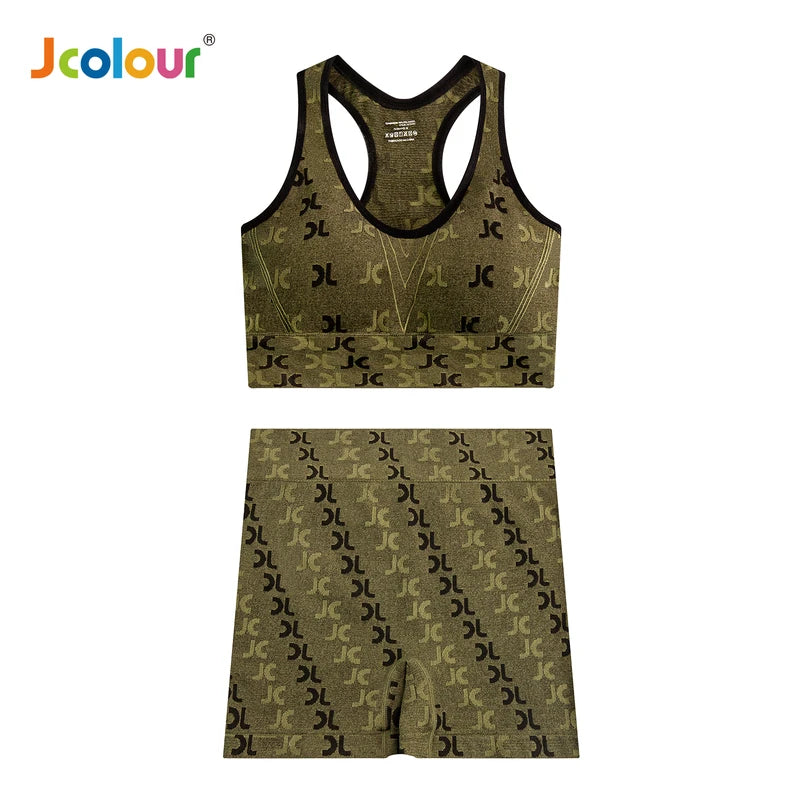 Conjunto Fitness Feminino 2 Peças – Leggings + Top Bra e Shorts