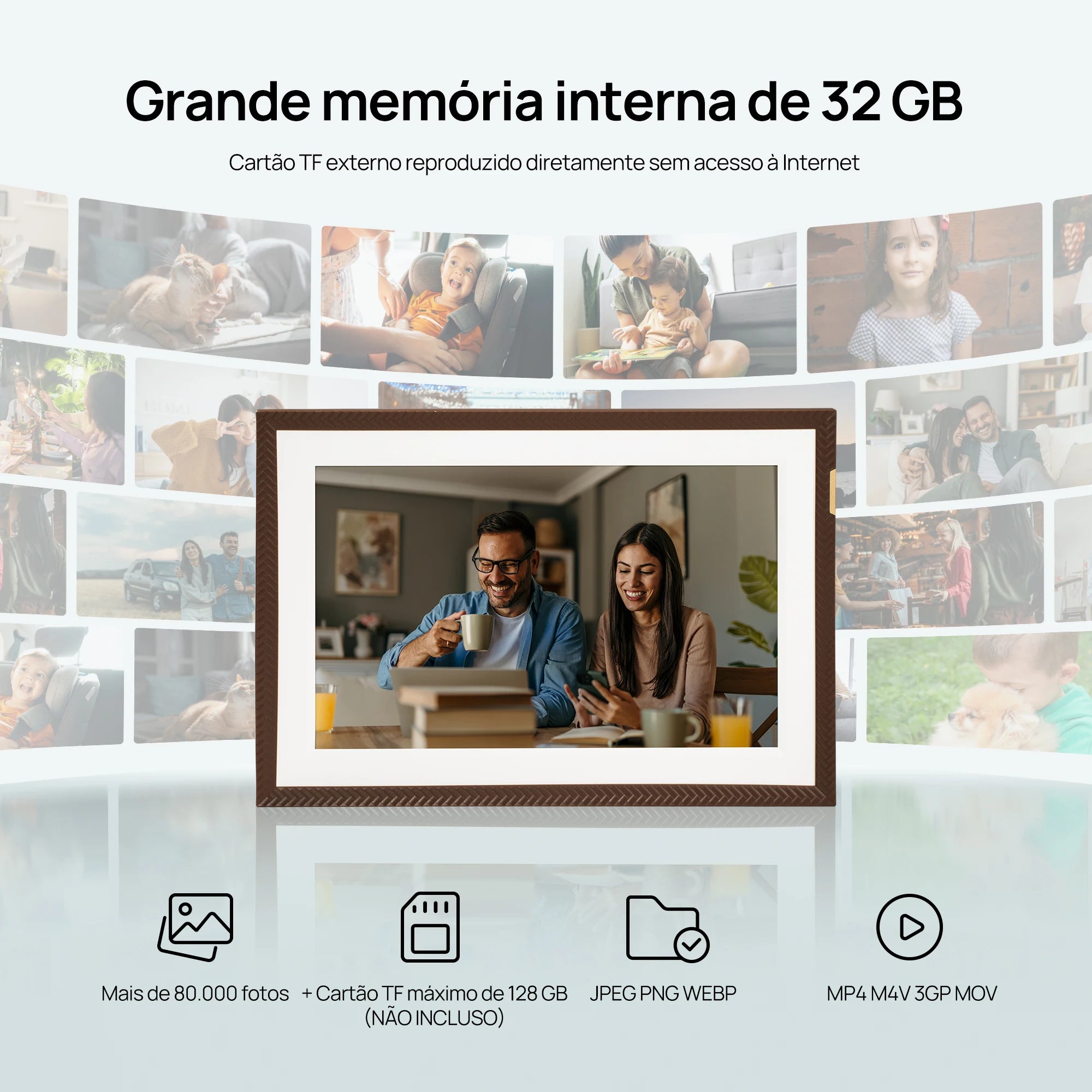 Porta-Retratos Digital ARZOPA 10,1" Touch Screen – WiFi, Compartilhamento Instantâneo de Fotos e Vídeo