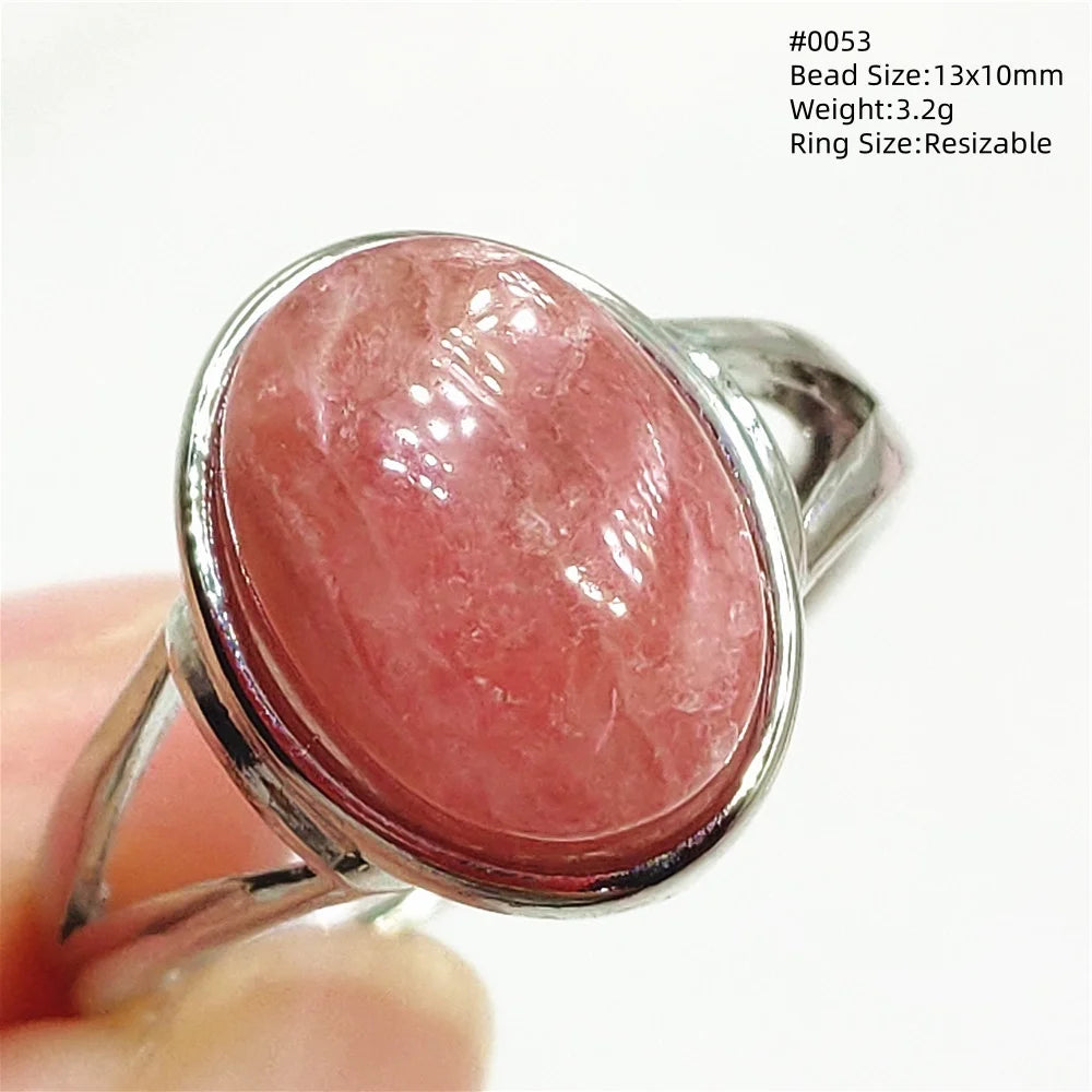 Anel Ajustável Rhodochrosita – Pedra Natural Rosa para Amor e Cura, Joia Feminina e Masculina