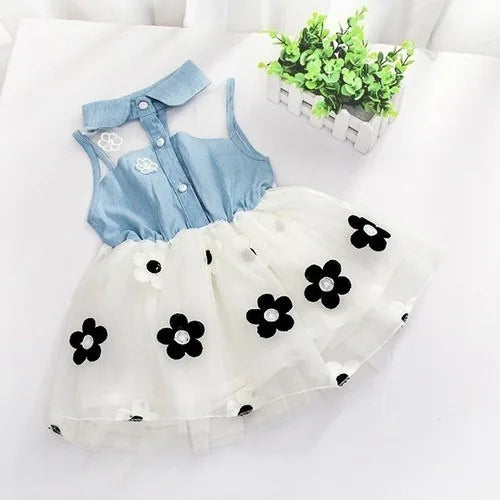 Vestido Infantil Feminino – Festa com Aba e Tule Florido