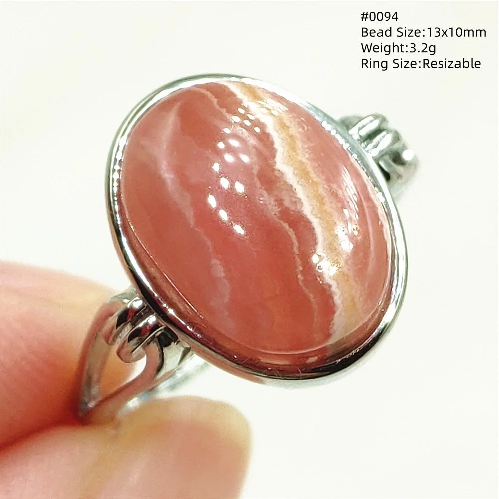 Anel Ajustável Rhodochrosita – Pedra Natural Rosa para Amor e Cura, Joia Feminina e Masculina