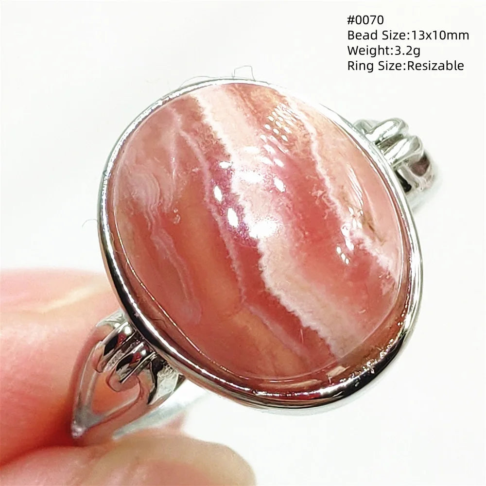 Anel Ajustável Rhodochrosita – Pedra Natural Rosa para Amor e Cura, Joia Feminina e Masculina