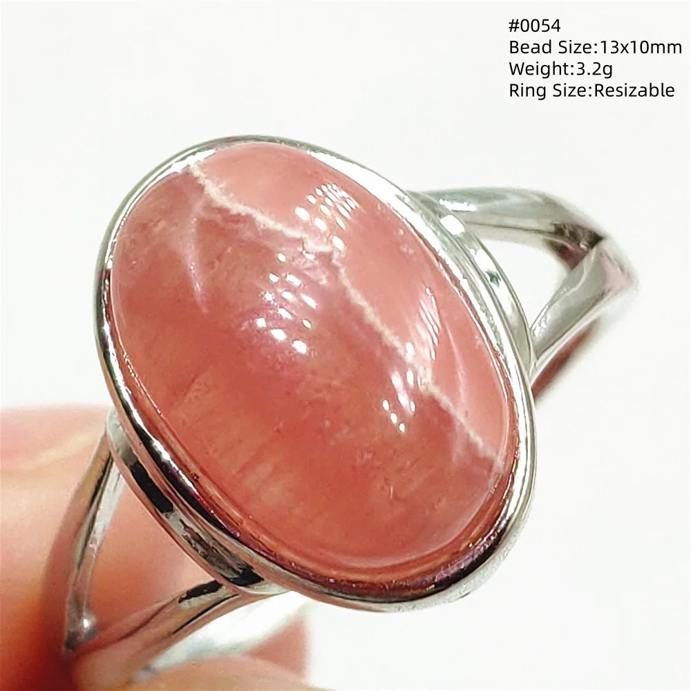 Anel Ajustável Rhodochrosita – Pedra Natural Rosa para Amor e Cura, Joia Feminina e Masculina