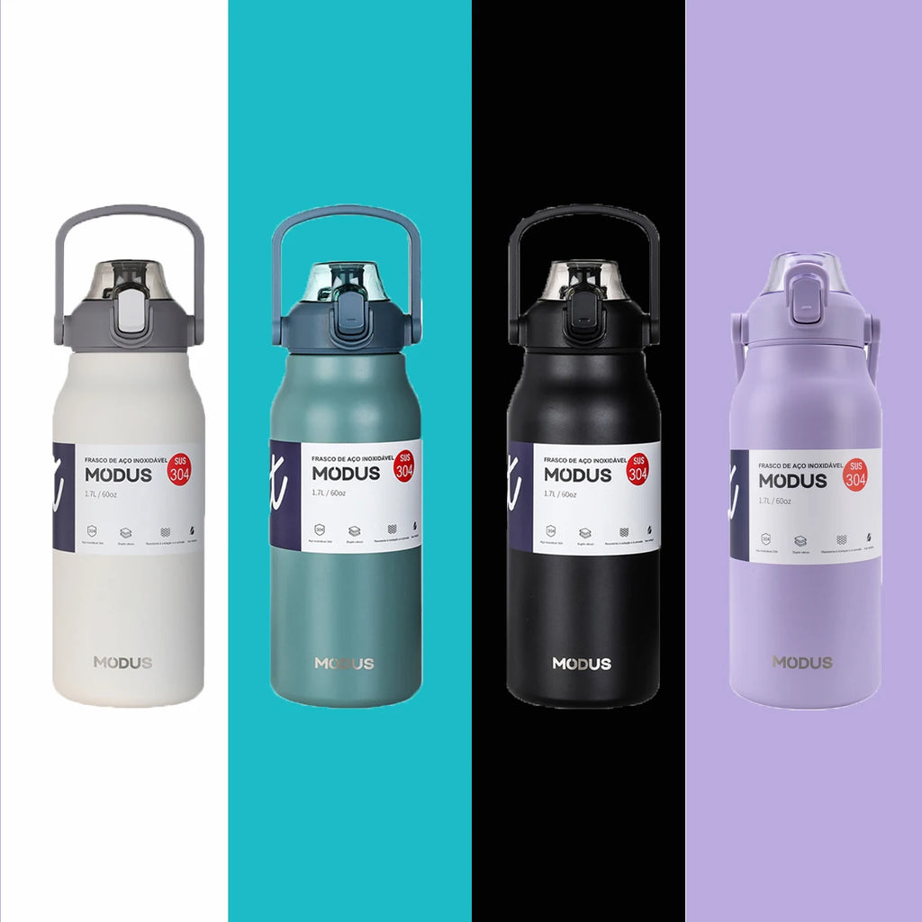 Garrafa Térmica Portátil – Aço Inoxidável com Canudo, Ideal para Viagem, Academia e Camping