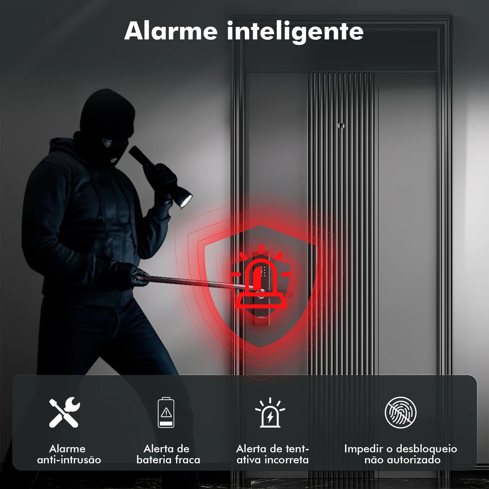 Fechadura Inteligente – Impressão Digital e Senha, Compatível com Tuya, Desbloqueio Rápido ≤1s, Eletrônica Coibeu