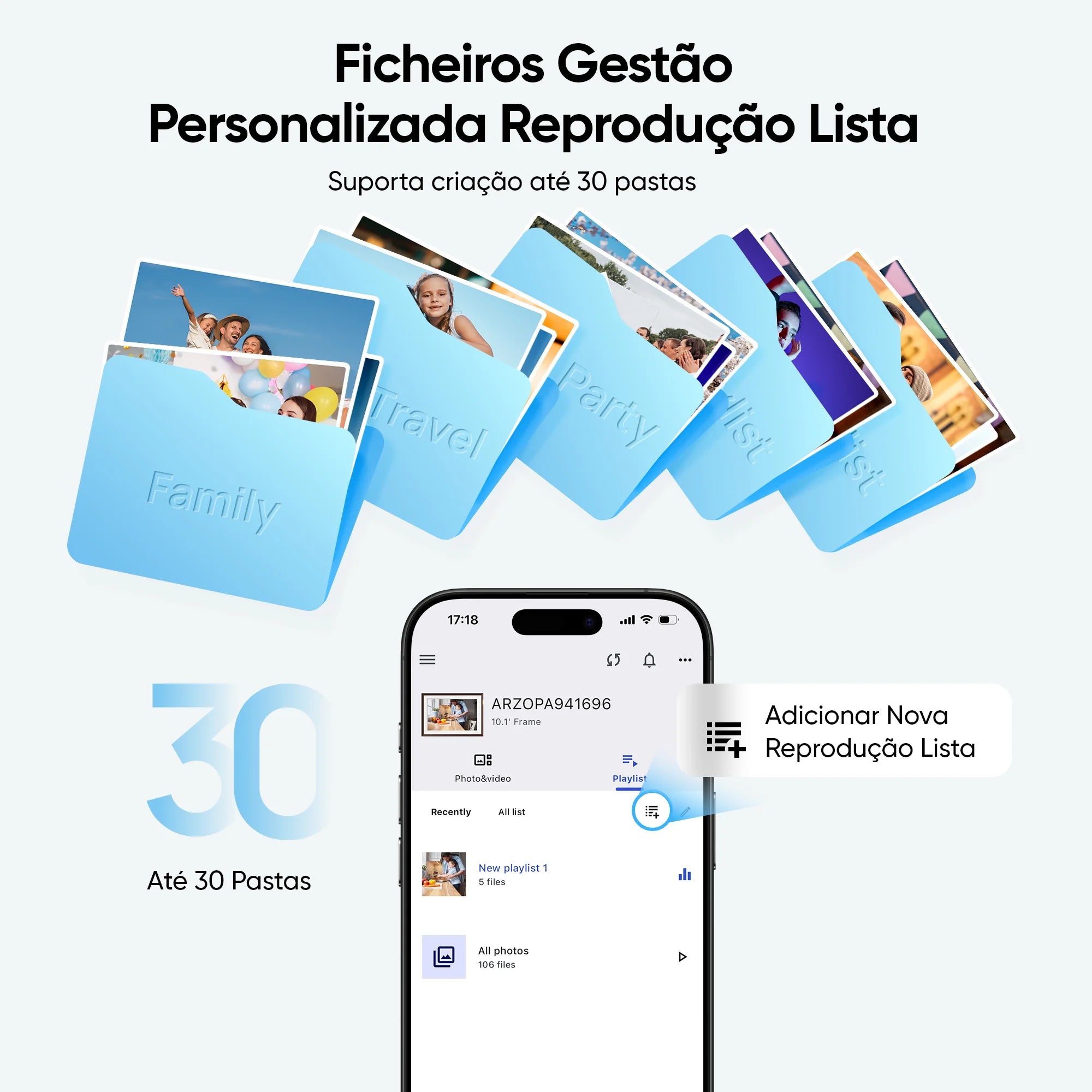 Porta-Retratos Digital ARZOPA 10,1" Touch Screen – WiFi, Compartilhamento Instantâneo de Fotos e Vídeo