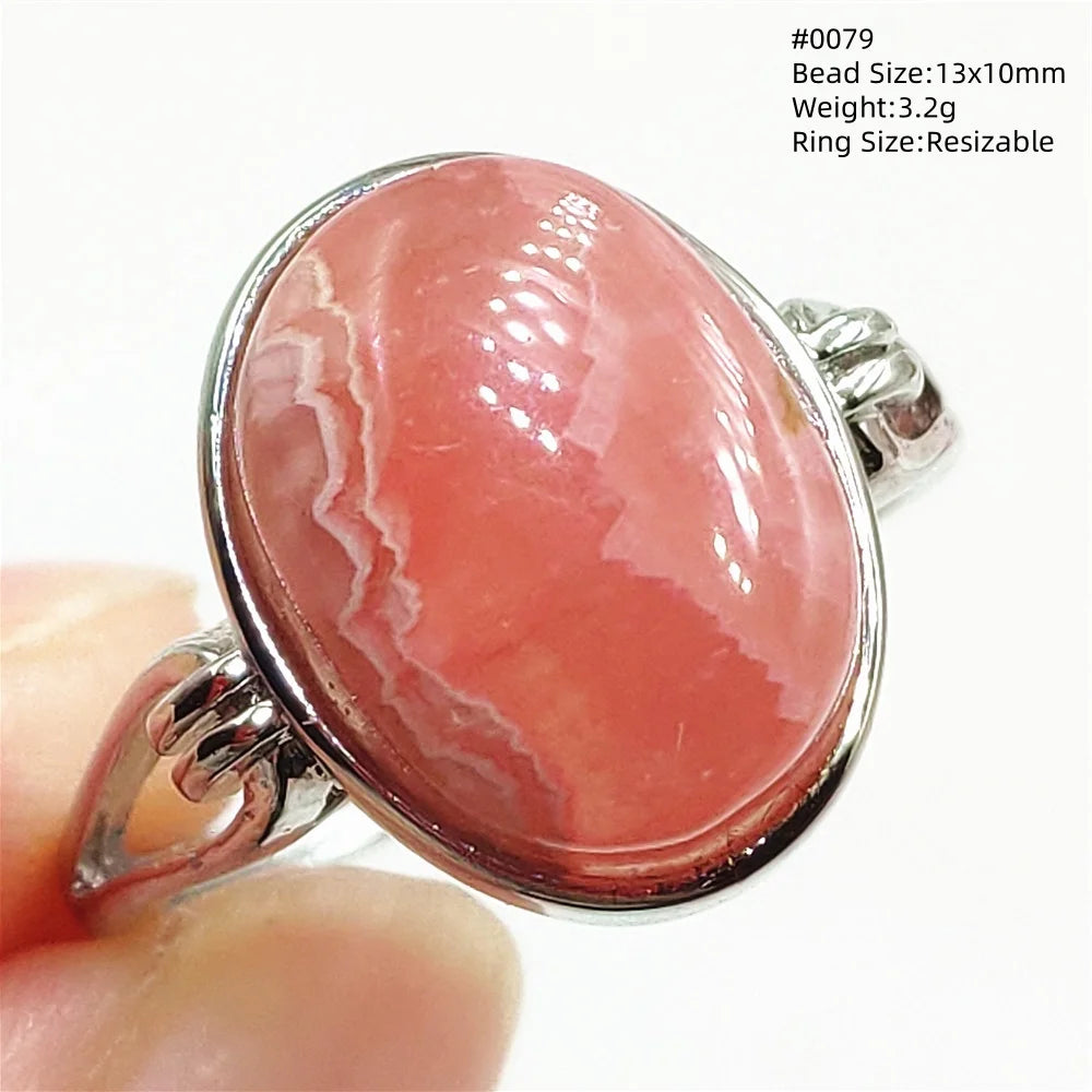 Anel Ajustável Rhodochrosita – Pedra Natural Rosa para Amor e Cura, Joia Feminina e Masculina