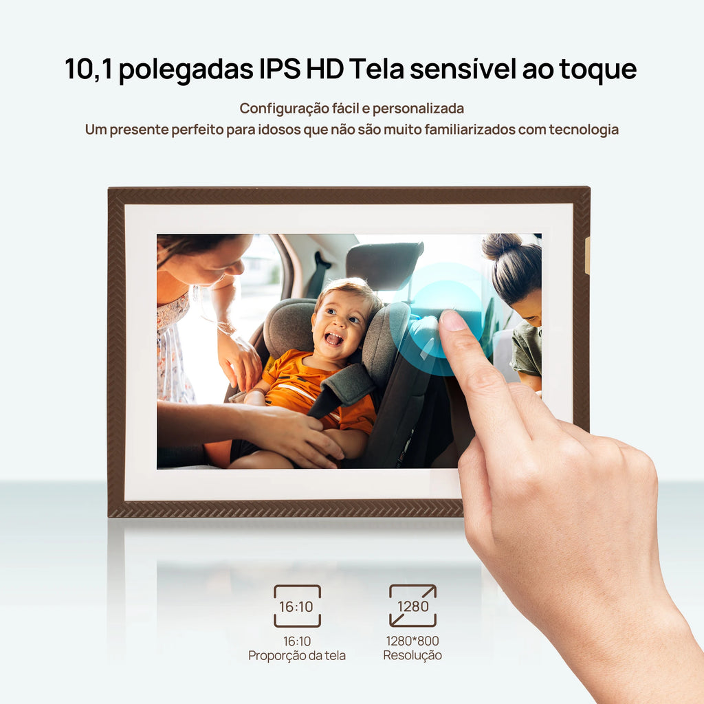Porta-Retratos Digital ARZOPA 10,1" Touch Screen – WiFi, Compartilhamento Instantâneo de Fotos e Vídeo