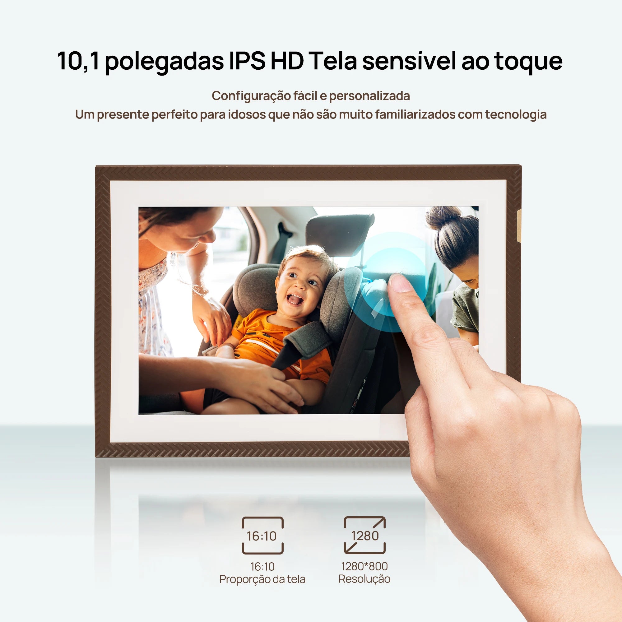 Porta-Retratos Digital ARZOPA 10,1" Touch Screen – WiFi, Compartilhamento Instantâneo de Fotos e Vídeo