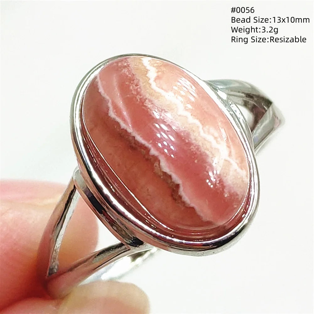 Anel Ajustável Rhodochrosita – Pedra Natural Rosa para Amor e Cura, Joia Feminina e Masculina